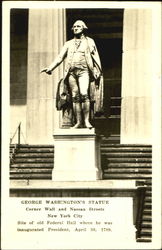 George Washington's Statue, Corner Wall and Nassau streets New York, NY Postcard Postcard