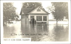 The Little Red School Flood Postcard