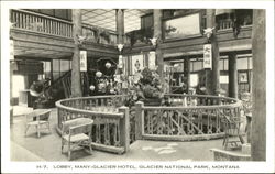 Lobby Many Glacier Hotel, Many Glacier Hotel Postcard