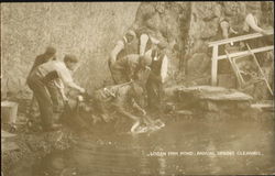 Logan Fish Pond Annual Spring Cleaning England Postcard Postcard