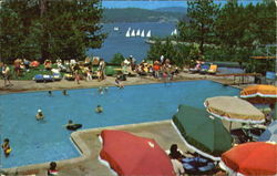 Lakeside Pool At The Lodge Overlooking Beautiful Lake Arrowhead, Lake Arrowhead California Postcard Postcard