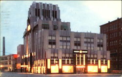 The Syracuse Lighting Company Office Building At Night, Erie Boulevard West at Franklin Street Postcard