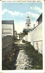 Stone Alley And Town Clock Postcard