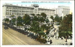 Hemming Park Showing St. James Bldg. And Y. M. C. A. Postcard