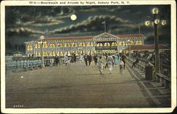 Boardwalk And Arcade By Night Postcard