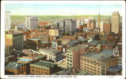 Business Section From Bromo Seltzer Tower Baltimore, MD Postcard Postcard