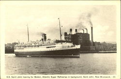 S. S. Saint John Leaving For Boston New Brunswick Canada Postcard Postcard