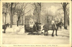 Horse Sleighs On Dominion Square Postcard