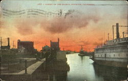 Sunset On The Harbor Stockton, CA Postcard Postcard