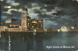 Night Scene At Venice Postcard