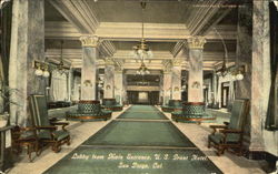 Lobby From Main Entrance U.S. Grant Hotel Postcard