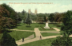 Wade Hampton Monument And Trinity Church Postcard