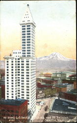 42 Story L. C. Smith Building And Mt. Rainier Postcard