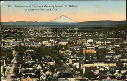 Panorama Of Portland Showing Mount St. Helens In Distance Postcard