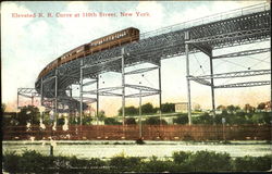 Elevated R. R. Curve, 110th Street Postcard