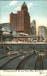 Underground R. R. And Park Row New York, NY Postcard Postcard