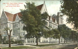 Lake View High School, North Ashland Ave and Irving Park Blvd Postcard