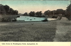 Lake Scene In Washington Park Springfield, IL Postcard Postcard