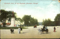 A. Von Humboldt Monument, Humboldt Park Chicago, IL Postcard Postcard