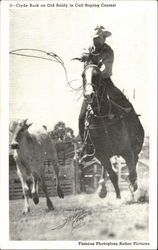 Clyde Burk On Old Baldy In Calf Roping Contest Rodeos Postcard Postcard