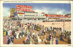 Boardwalk And Steel Pier Atlantic City, NJ Postcard Postcard