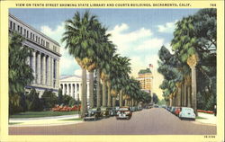 View On Tenth Street Showing State Library And Courts Buildings Postcard