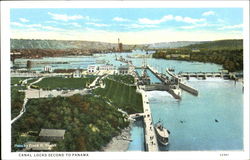 Canal Locks Second To Panama Postcard