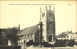 St Bridget's Church And Rectory, Framingham Center Massachusetts Postcard Postcard