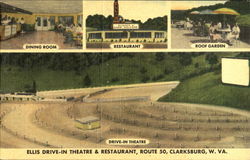 Ellis Drive-In Theatre & Restaurant, Route 50 Clarksburg, WV Postcard Postcard