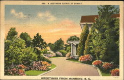 A Southern Estate At Sunset Manning, SC Postcard Postcard