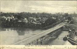 Newaygo Mich. From Across Muskegon River Michigan Postcard Postcard