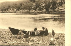 Indian Women Cleaning Salmon Postcard