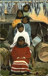 Five Little Eskimo Sisters Native Americana Postcard Postcard