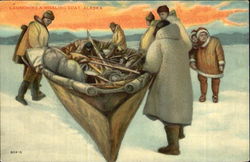 Launching A Whaling Boat Alaska Postcard Postcard