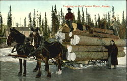 Logging On The Tanana River Alaska Postcard Postcard