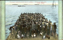 Passengers Lightering Aboard Ship For Passage To Seattle And Home Ports Postcard