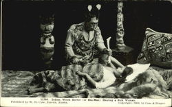 Indian Witch Doctor Visiting Patient Alaska Native Americana Postcard Postcard