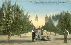 Spraying An Apple Orchard In Washington Fruit Postcard Postcard