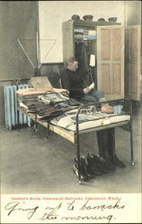 Soldier's Bunk, Vancouver Barracks Washington Military Postcard Postcard