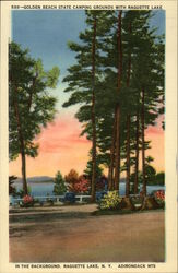 Lot of 100: Golden Beach State Camping Grounds With Raquette Lake in the Background Postcard