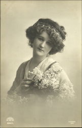 Woman with Flowers Postcard