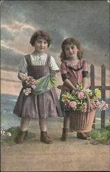 Girls with Flowers Postcard