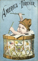 America Forever Baby in Drum Postcard