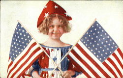 Girl with Flags Postcard