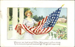 Woman With Flag Postcard