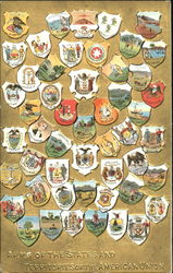 Arms Of The States And Territories Of The American Union Postcard