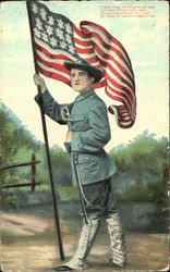 Soldier and Flag Postcard