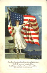 Woman & Flag Postcard