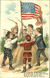 Children, Flag Postcard