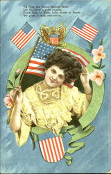 Woman with Flags Postcard